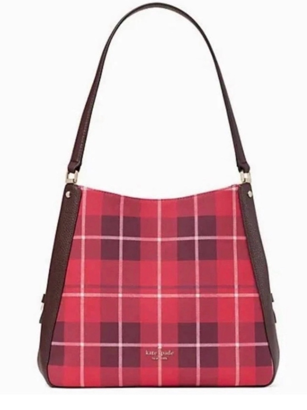 Kate Spade Red, Pink and Plum Plaid Shoulder Bag